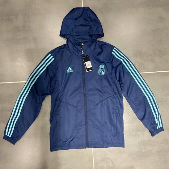 Real Madrid Blue Hoodie Windbreaker Jacket 2020/21